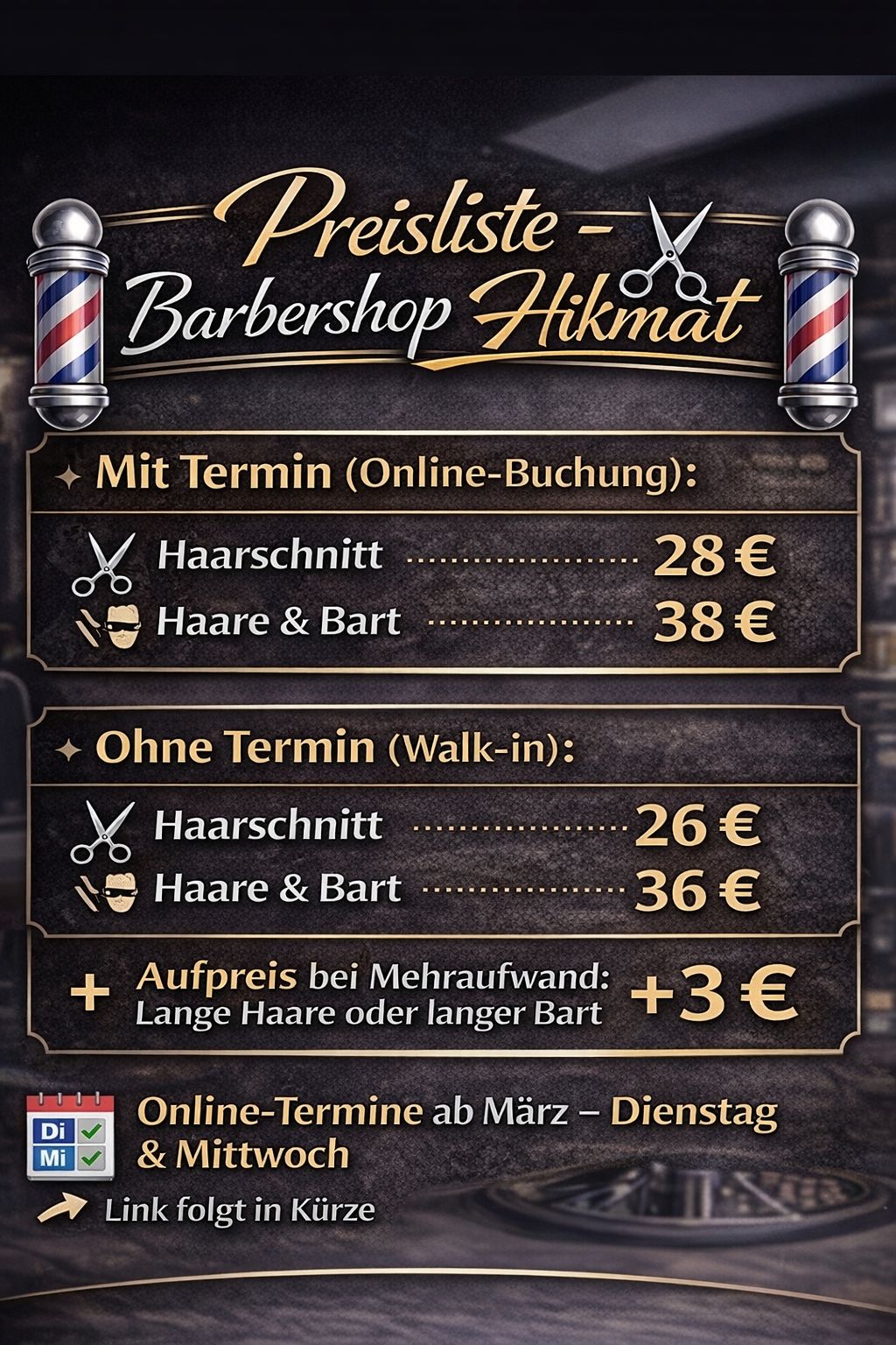 Preisliste Barbershop Hikmat